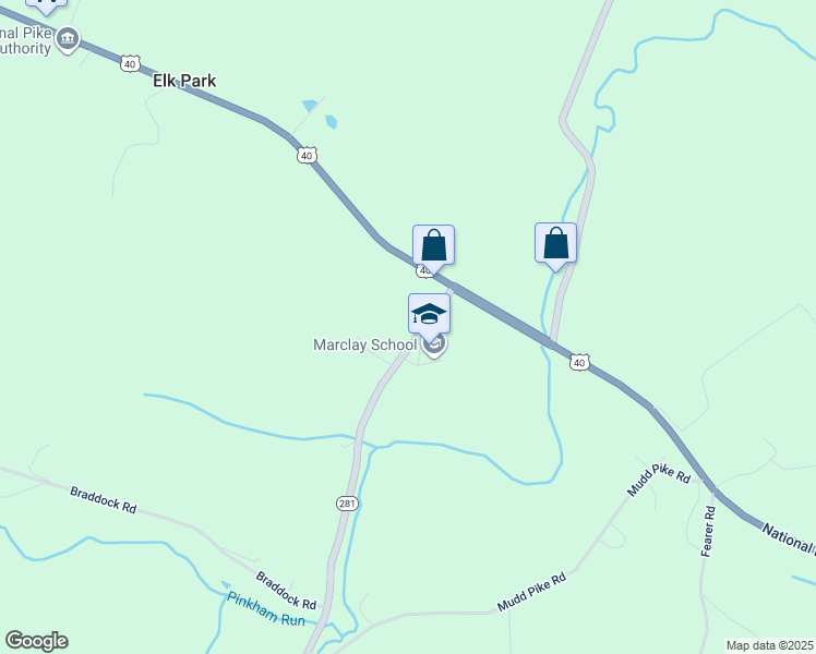 map of restaurants, bars, coffee shops, grocery stores, and more near 138 Bruceton Road in Markleysburg