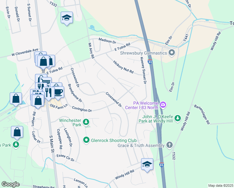 map of restaurants, bars, coffee shops, grocery stores, and more near 4 Rosewood Cir in Shrewsbury