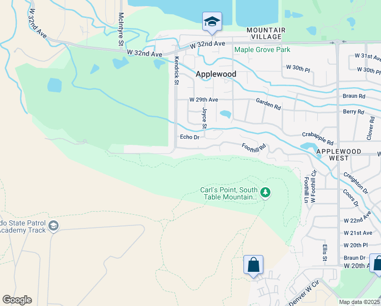 map of restaurants, bars, coffee shops, grocery stores, and more near 15140 Foothill Road in Golden