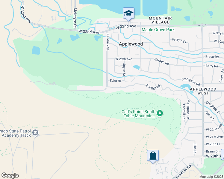 map of restaurants, bars, coffee shops, grocery stores, and more near 15140 Foothill Road in Golden
