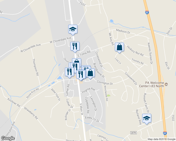 map of restaurants, bars, coffee shops, grocery stores, and more near 30 Covington Drive in Shrewsbury