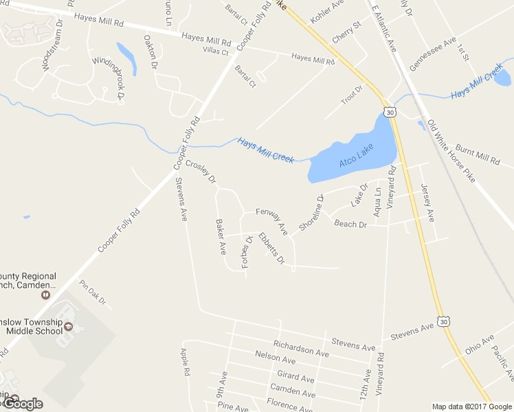 map of restaurants, bars, coffee shops, grocery stores, and more near 156 Fenway Avenue in Atco