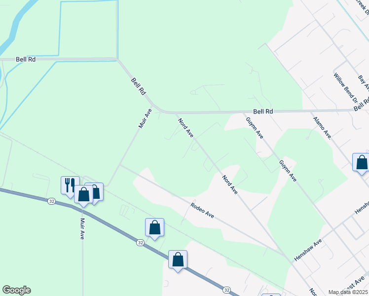 map of restaurants, bars, coffee shops, grocery stores, and more near 3339 Nord Avenue in Chico