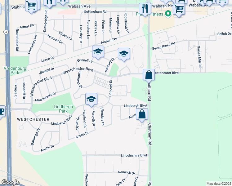 map of restaurants, bars, coffee shops, grocery stores, and more near 2200 Saratoga Drive in Springfield