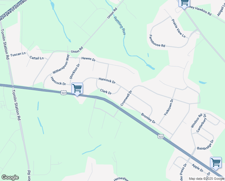 map of restaurants, bars, coffee shops, grocery stores, and more near 709 Clark Drive in Mullica Hill