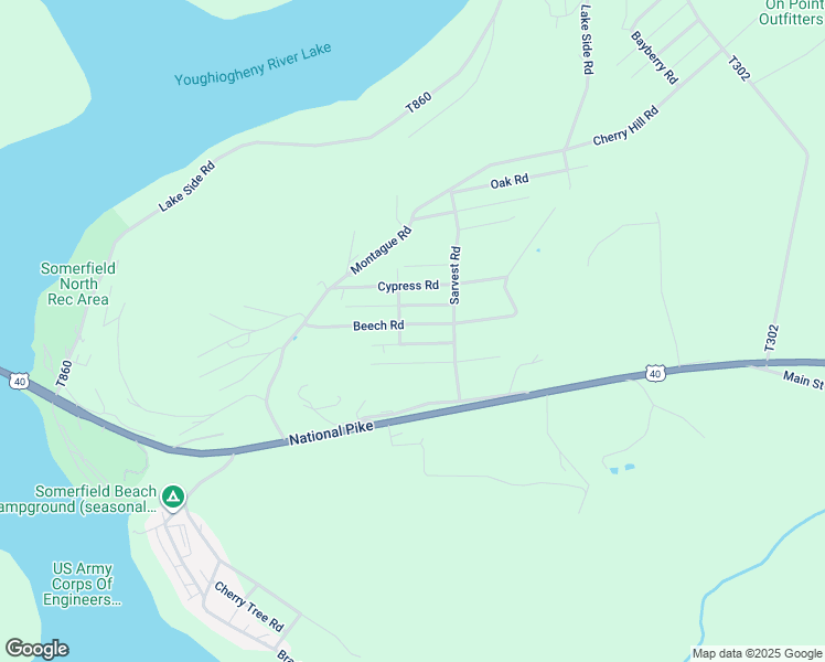 map of restaurants, bars, coffee shops, grocery stores, and more near Beech Road in Somerset County
