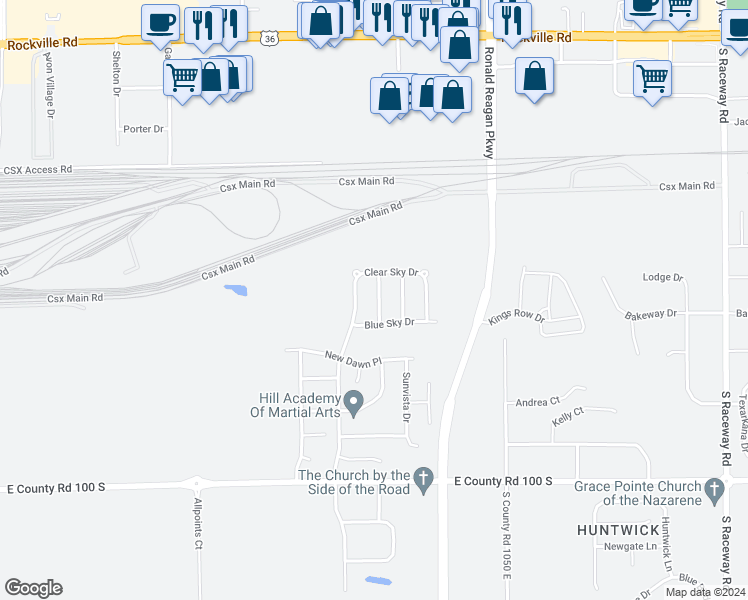 map of restaurants, bars, coffee shops, grocery stores, and more near 580 New Moon Street in Avon