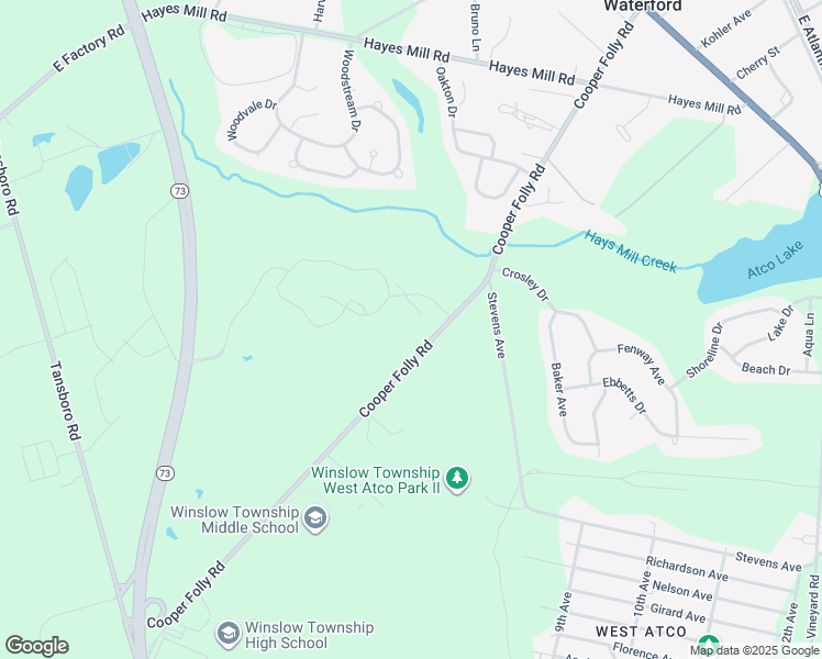 map of restaurants, bars, coffee shops, grocery stores, and more near 131 Cooper Folly Road in Winslow Township