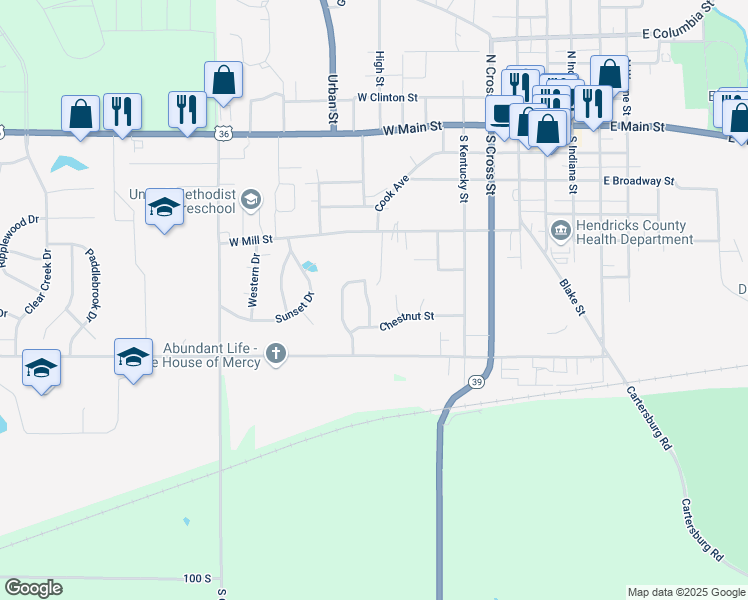 map of restaurants, bars, coffee shops, grocery stores, and more near 778 Courtney Circle in Danville