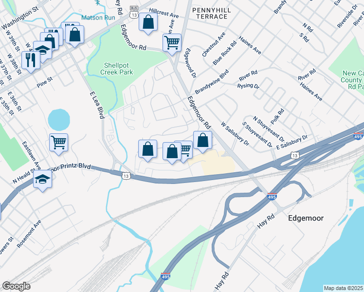 map of restaurants, bars, coffee shops, grocery stores, and more near 77 Paladin Drive in Wilmington