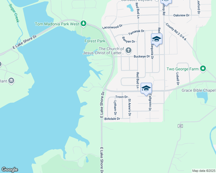 map of restaurants, bars, coffee shops, grocery stores, and more near 420 East Lake Shore Drive in Springfield