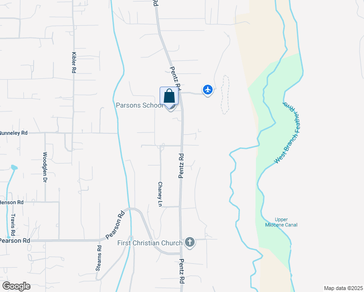 map of restaurants, bars, coffee shops, grocery stores, and more near Pentz Road & Fickett Lane in Paradise