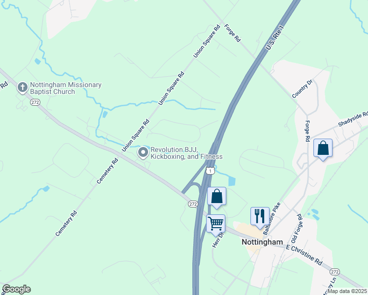 map of restaurants, bars, coffee shops, grocery stores, and more near 124 Blackburn Drive in Nottingham