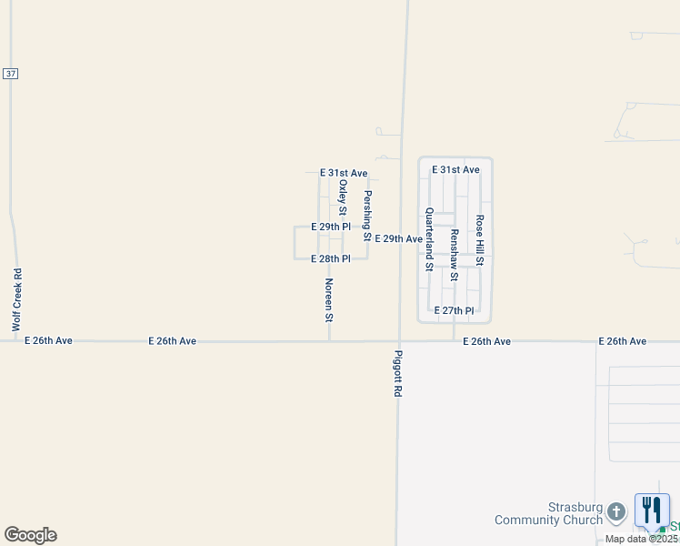 map of restaurants, bars, coffee shops, grocery stores, and more near 2865 Oxley Street in Strasburg
