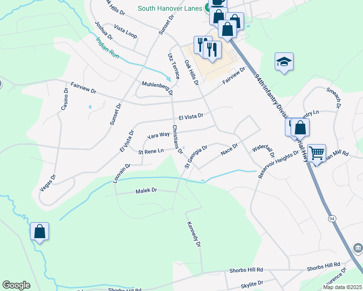 map of restaurants, bars, coffee shops, grocery stores, and more near 28 Christians Drive in Hanover