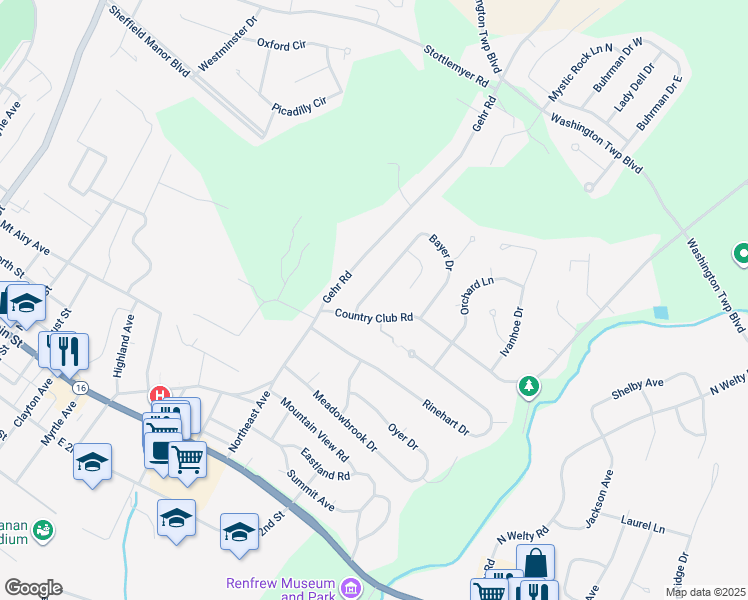 map of restaurants, bars, coffee shops, grocery stores, and more near 12143 Bayer Drive in Waynesboro