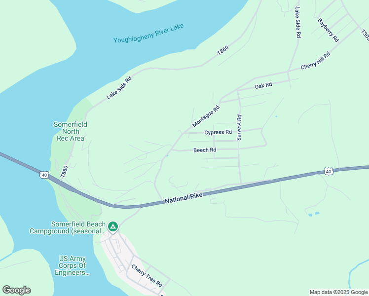 map of restaurants, bars, coffee shops, grocery stores, and more near Beech Road in Somerset County