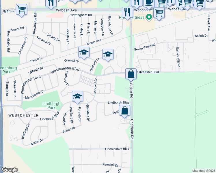 map of restaurants, bars, coffee shops, grocery stores, and more near 2101 Lexington Drive in Springfield