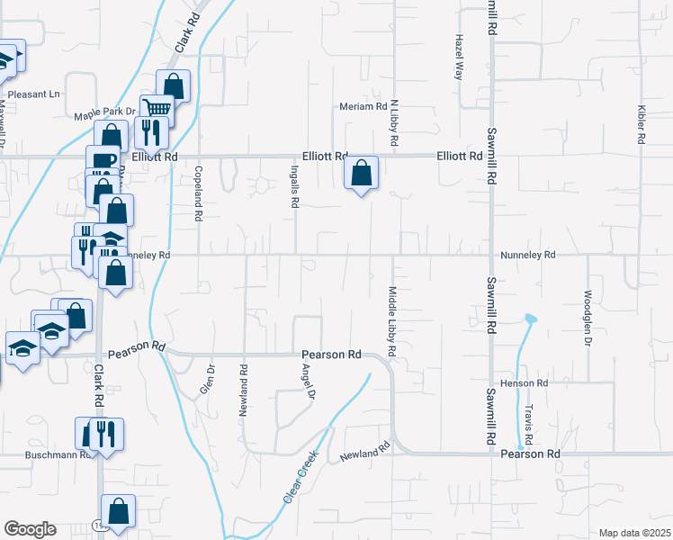map of restaurants, bars, coffee shops, grocery stores, and more near 5723 Round Tree Drive in Paradise