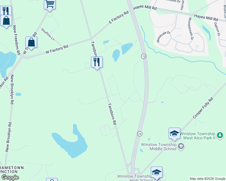 map of restaurants, bars, coffee shops, grocery stores, and more near 361 County Road 561 in Berlin