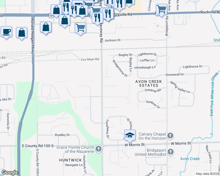 map of restaurants, bars, coffee shops, grocery stores, and more near 9208 Westdrum Court in Indianapolis
