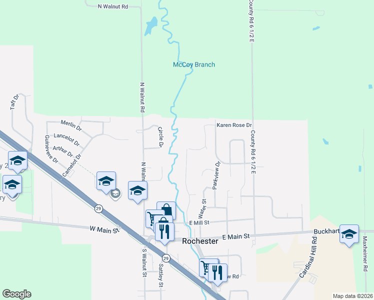 map of restaurants, bars, coffee shops, grocery stores, and more near 347 Park St in Rochester