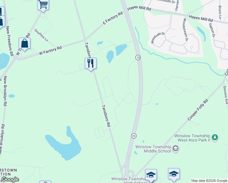 map of restaurants, bars, coffee shops, grocery stores, and more near 361 County Road 561 in Berlin