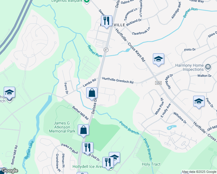 map of restaurants, bars, coffee shops, grocery stores, and more near 130 Meridian Lane in Washington Township