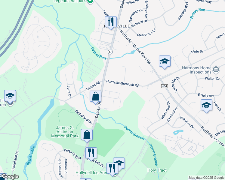 map of restaurants, bars, coffee shops, grocery stores, and more near 130 Meridian Lane in Washington Township