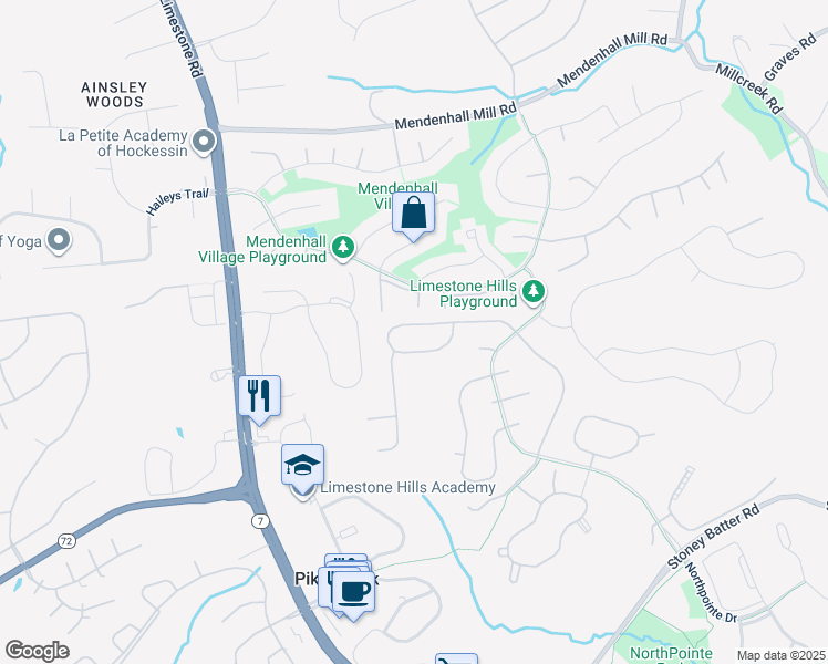 map of restaurants, bars, coffee shops, grocery stores, and more near 220 Charleston Drive in Wilmington