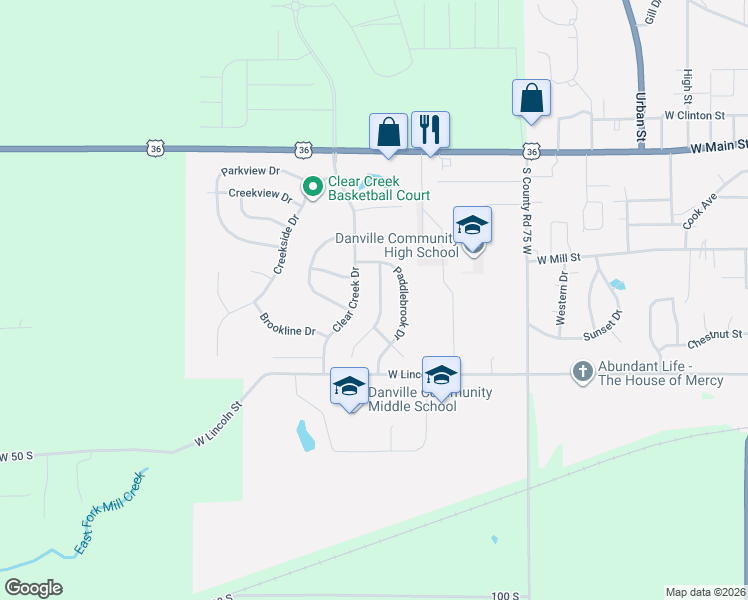 map of restaurants, bars, coffee shops, grocery stores, and more near 519 Waterford Way in Danville