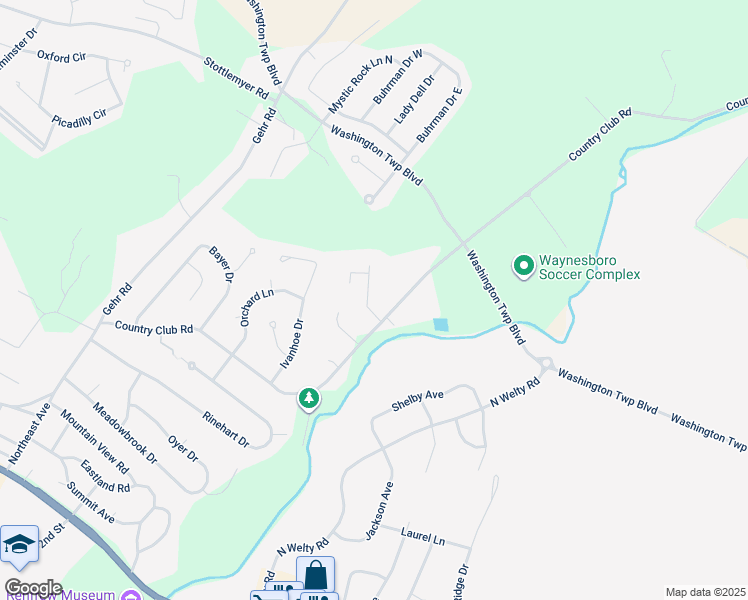 map of restaurants, bars, coffee shops, grocery stores, and more near 11702 Country Club Court in Waynesboro