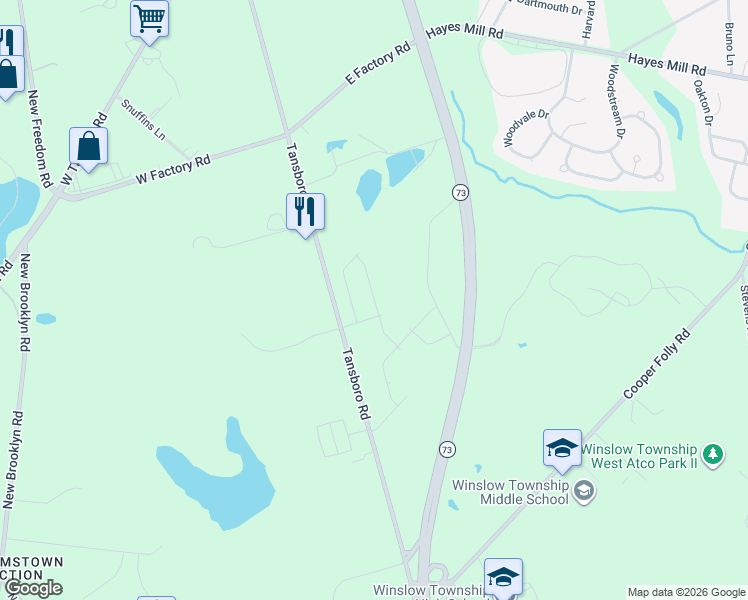 map of restaurants, bars, coffee shops, grocery stores, and more near 361 County Road 561 in Berlin