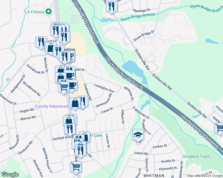 map of restaurants, bars, coffee shops, grocery stores, and more near 830 Lexington Avenue in Washington Township