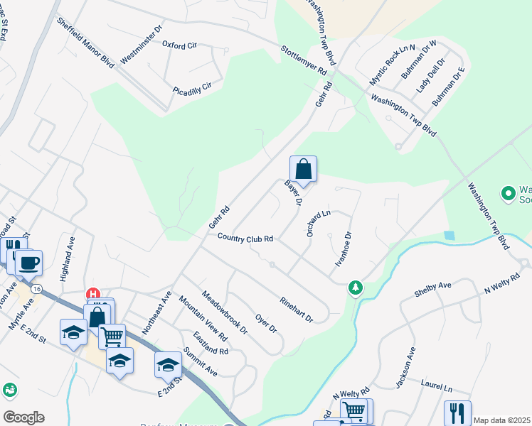 map of restaurants, bars, coffee shops, grocery stores, and more near 12133 Blue Ridge Court in Waynesboro