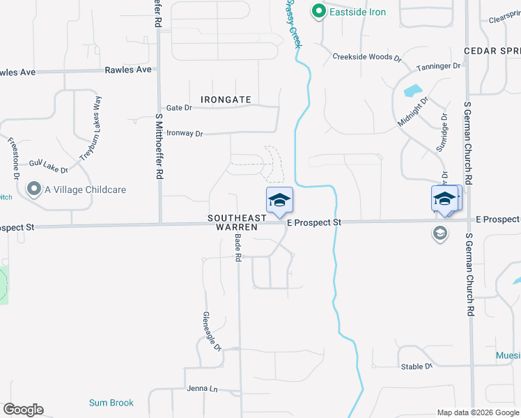 map of restaurants, bars, coffee shops, grocery stores, and more near Bade Road in Indianapolis