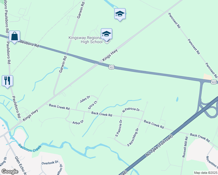 map of restaurants, bars, coffee shops, grocery stores, and more near 155 Erica Ct in Swedesboro
