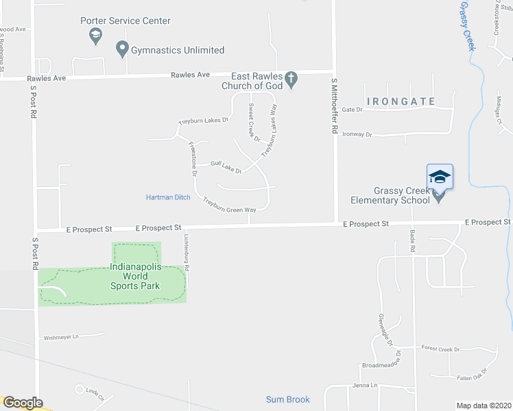 map of restaurants, bars, coffee shops, grocery stores, and more near 9718 Treyburn Green Way in Indianapolis
