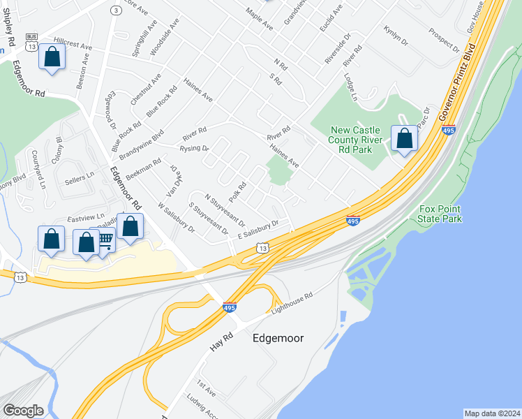map of restaurants, bars, coffee shops, grocery stores, and more near 20 Paynter Drive in Wilmington