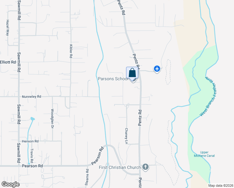 map of restaurants, bars, coffee shops, grocery stores, and more near 5775 Fickett Lane in Paradise