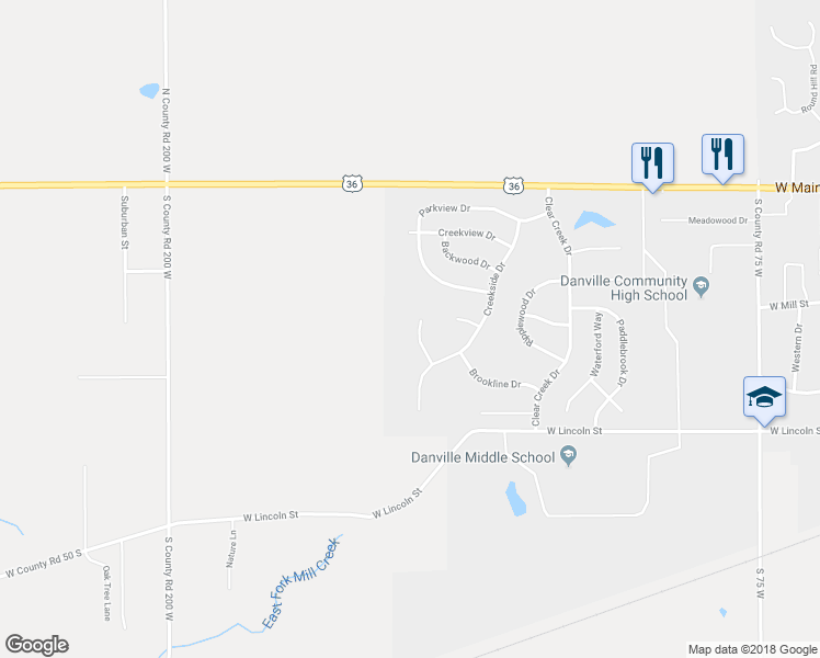 map of restaurants, bars, coffee shops, grocery stores, and more near 722 Edgewood Court in Danville