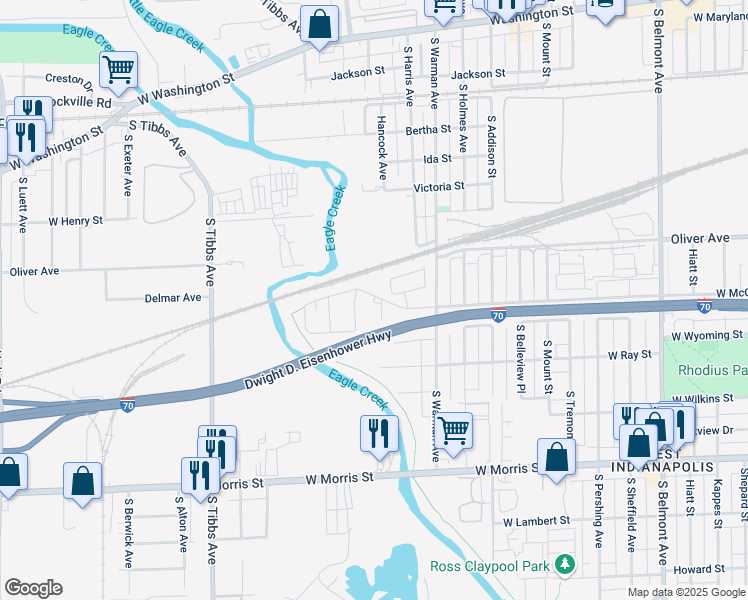 map of restaurants, bars, coffee shops, grocery stores, and more near 819 Corrill Street in Indianapolis