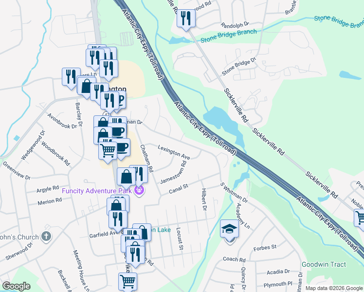 map of restaurants, bars, coffee shops, grocery stores, and more near 830 Lexington Avenue in Washington Township