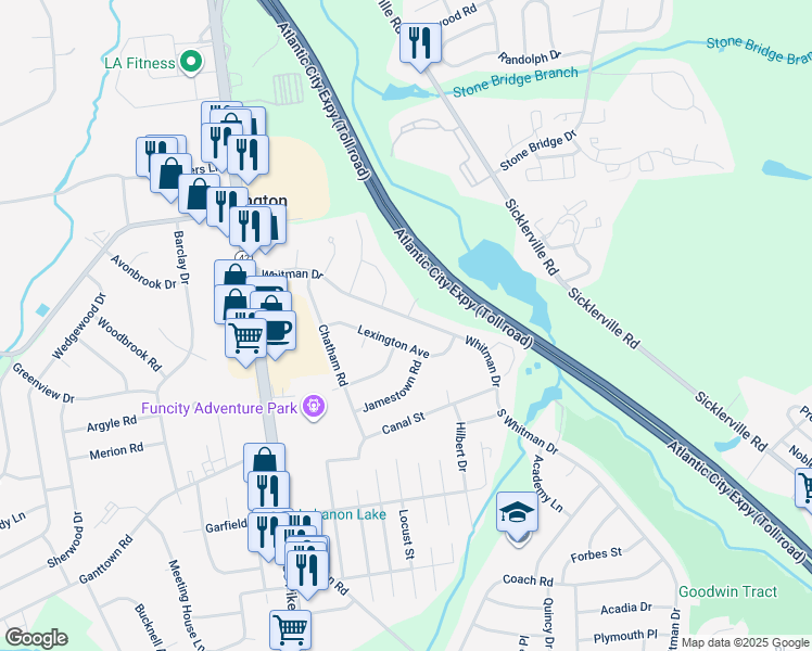 map of restaurants, bars, coffee shops, grocery stores, and more near 830 Lexington Avenue in Washington Township