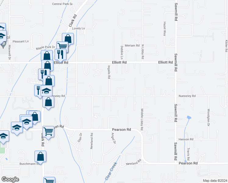 map of restaurants, bars, coffee shops, grocery stores, and more near 5771 Kenglo Drive in Paradise