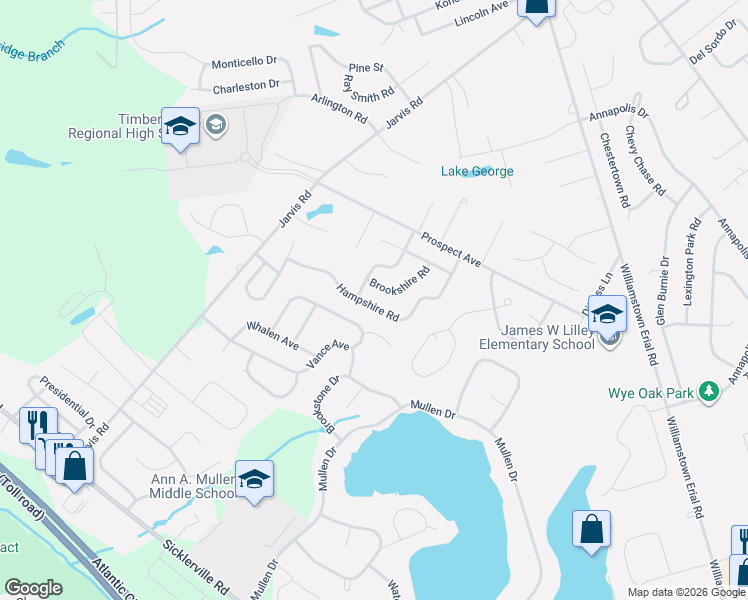 map of restaurants, bars, coffee shops, grocery stores, and more near 128 Hampshire Road in Sicklerville