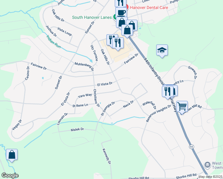 map of restaurants, bars, coffee shops, grocery stores, and more near 11 Yara Way in Hanover