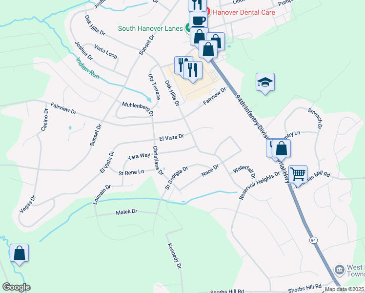 map of restaurants, bars, coffee shops, grocery stores, and more near 11 Yara Way in Hanover