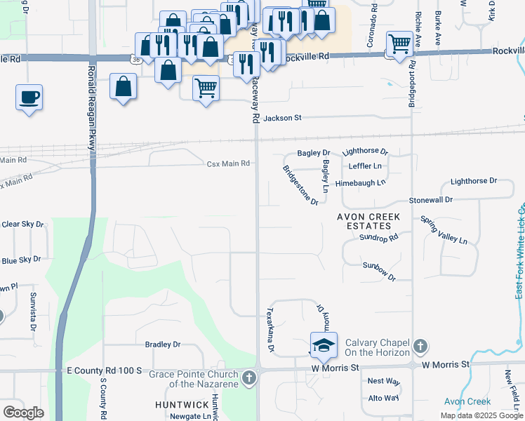 map of restaurants, bars, coffee shops, grocery stores, and more near 9245 Dry Creek Drive in Indianapolis