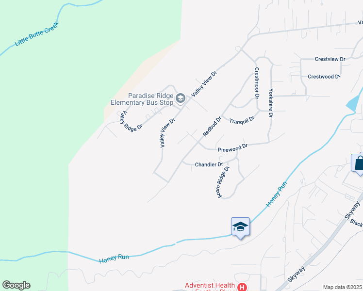 map of restaurants, bars, coffee shops, grocery stores, and more near 218 Sky Oaks in Paradise
